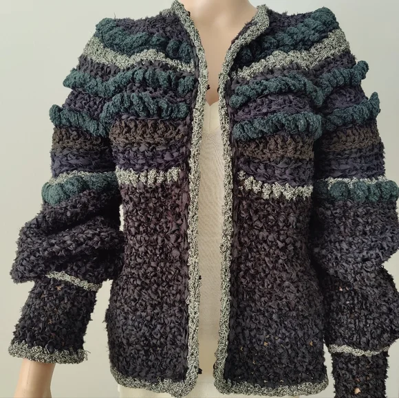 Vintage Estelle Gracer 1982 Vintage Ribbon Sweater Jacket - Picture 3 of 12